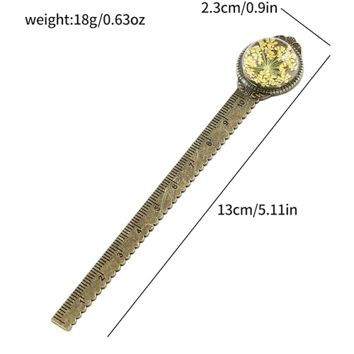 Vintage Dried Flower Bookmark Ruler, Resin Encased for Book & Craft Lovers - color: 3pcs Style B