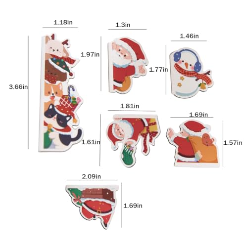 5pcs/Set Cute Magnetic Bookmark, Funny Peeping Santa Claus Kawaii Animals Book Marker Clip for Teachers, Students, Book Lovers Christmas Gifts, Printing on 2 Side (Santa Claus) - color: Santa Claus