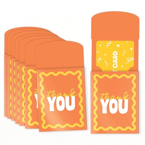 Big Dot of Happiness Orange and Yellow Wavy Thank You Gift Card Holders with Envelopes, Cash Money Holders and Gift Card Sleeves, Retro Stationery Nifty Gifty Pack - Set of 8 - color: Orange and Yellow
