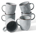 famiware Coffee Mugs Set of 6, Ocean Square 13oz Coffee Cup Set with Handle - color: Ocean Square-Grey, size: 6pcs