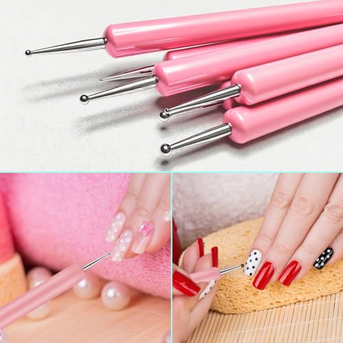 Nail Art Sculpture Pen,11Pcs Nail Art Brush Set, Pink - color: Pink