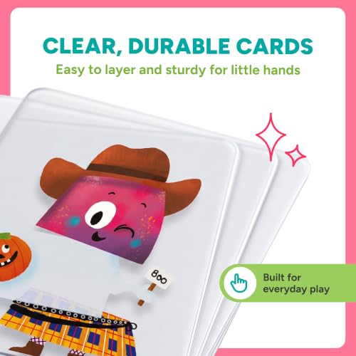 Kidrox Mix & Match Character Building Flash Cards, Transparent Layerable Learning Cards, 45 Pack - color: Mix & Match