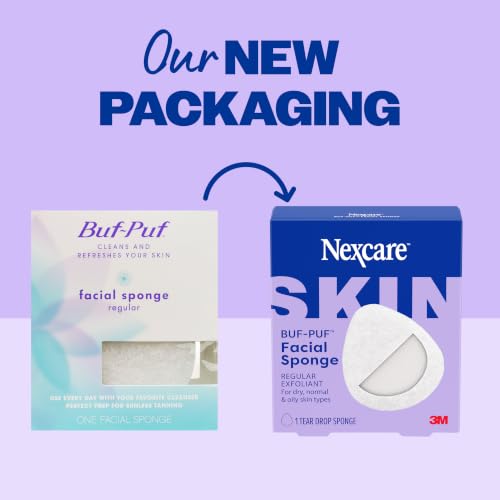 Buf-Puf Facial Sponge, Exfoliating | Dermatologist Developed | Reusable | White | Pack of 3 - size: 1 Count (Pack of 3)