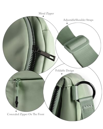 Crescent Bag for Women,Medium Nylon Crescent Bag Single Shoulder Bag - color: Bean Green