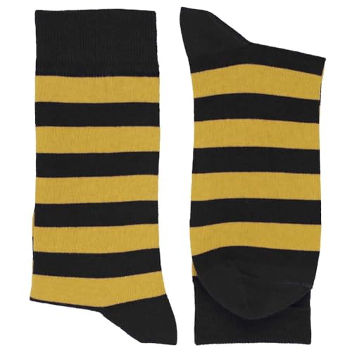 tiemart Men's Socks, Fits Men's Shoe Sizes 8-12 - color: Black and Gold Striped