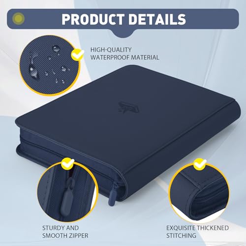 Trading Card Binder 9 Pocket, 360 Pockets Card Collection Binder - color: Navy Blue