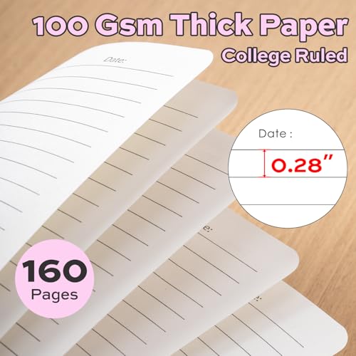 deli Pink Lined Spiral Journal Notebook, 160 Pages, A5 (5.5"x8") Hardcover Writing Notebook, College Ruled Spiral Bound Journal for Women & Men - Perfect for Work, School, Office & Note Taking - color: Pink