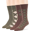 7BIGSTARS Men Cotton Patterned Crew Dress Socks 4-6 Pack, L 9-12 - color: 02b - Brown, Olive Green, Khaki (A40)