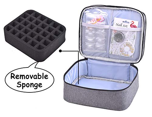 Nail Polish Organizer- Holds 30 Bottles Nail Supply Organizers and Storage Double-layer Nail Bag Organzier Case Nail varnish Organizer Nail Polish Storage Bag with Handle (Grey) - color: Grey