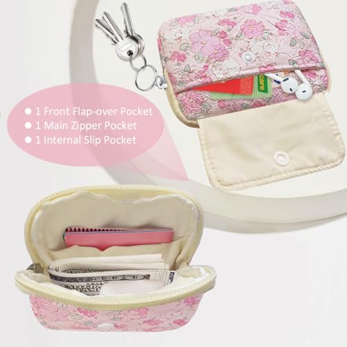 Cute Prints Cotton Quilted Coin Purse for Women Girls - color: FLOWER WHITE RABBIT