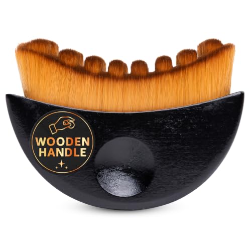 Wooden Lymphatic Contour Face Brush for Lymphatic Drainage, Facial Massage & Dry Brushing, Soft Natural Bristles for Gentle Exfoliation, Deep Cleansing, Face Sculpting & Jawline Massage Tool