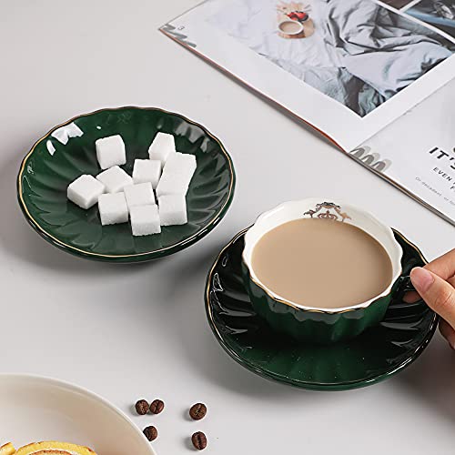 Sweejar Home Porcelain Tea Sets British Royal Series, 8 OZ Cups& Saucer Service for 6, with Teapot Sugar Bowl Cream Pitcher Teaspoons and Tea Strainer, Suitable for High Tea, Wedding, Party (Jade) - color: Dark Green