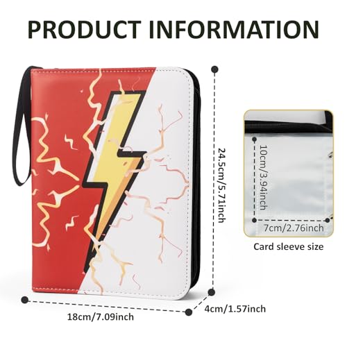 Card Binder 4 Pocket, 50 Removable Sleeves Holds 400 Double-Sided Cards, PU Premium 3-Ring Zipper Trading Card Album for Game Card & Sports Cards, Gift for Boys Girls Red&White - color: Red & White