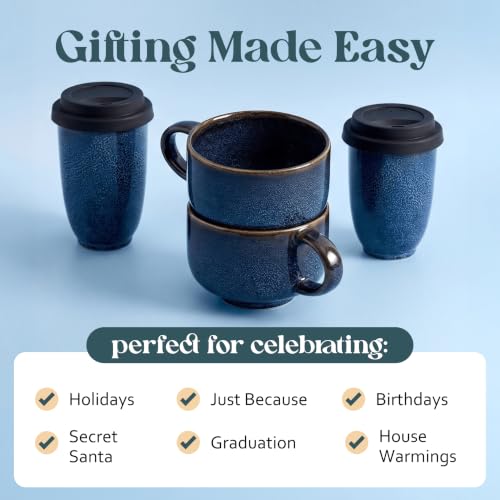 NOVA CERAMICS Navy Blue Extra Large Coffee Mug - 16 oz Ceramic Mug - Abyss - color: Abyss