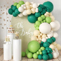 Dusty Green White Balloon Arch Kit, Dark Mint Green Ivory White Balloons - color: Green-white-ivory