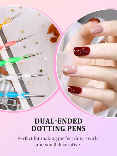 YOOVR 27-In-1 Nail Art Tools with Nail Stand Holder for Press on Painting - color: White