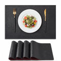 Artoid Mode Black Faux Leather Placemats Set of 4 - color: Black, size: 12" x 18", Rectangular Set of 4