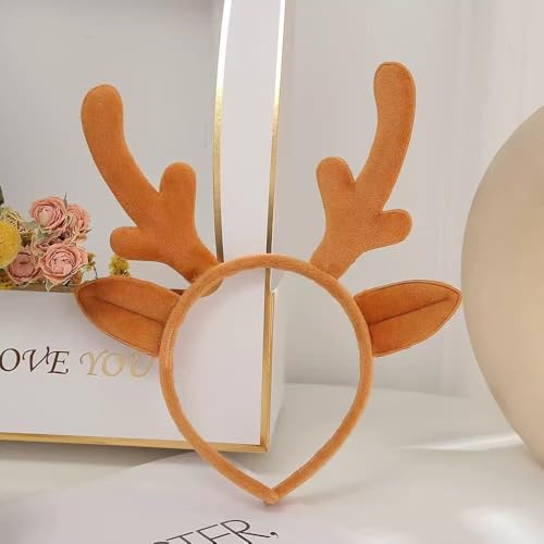 Bear Ears Cute Headband Fluffy Grizzly Hairband, Animal Ear Head Wear for Valentines Halloween Christmas Party - style: Reindeer Ears