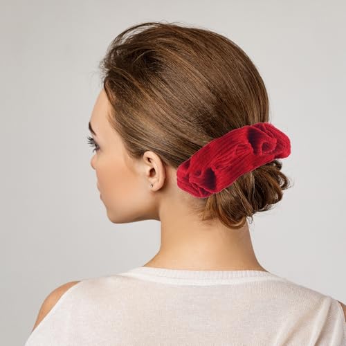Scrunchies for Women Girls 6Pcs Red Velvet Scrunchies for Thick Hair Ultra Textured Soft Corduroy Scrunchy Hair Ties Christmas Elastic Hair Bands Fuzzy Ponytail Holders Cute Hair Accessories - color: C-Red 6PCS