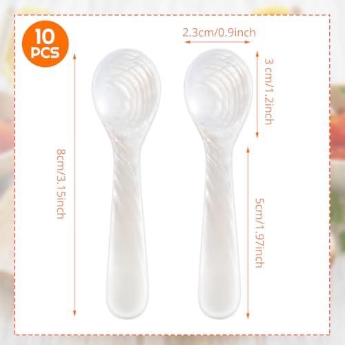 Patelai 10 Pieces Mother of Pearl Caviar Spoons Round Handle, 8cm/3.15 Inch - size: 3.15 inches
