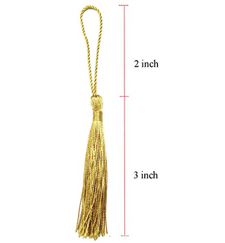 100Pcs 5 Inch Silky Bookmark Tassels for Jewelry, Souvenir(Light Gold) - color: Light Gold