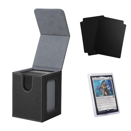 Venssu MTG Deck Box with Commander Display, Fits TCG Cards (Black＆Grey) - color: Black＆Grey