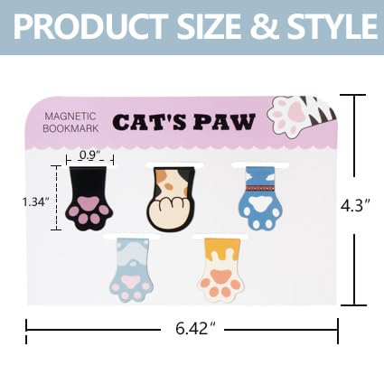 Cute Cat Paw Magnetic Bookmarks, 5 PCS Magnetic Cute Bookmark for Teacher, Women & Kids - Cat Paw Design (5 Cloros-2.0) - color: Brown