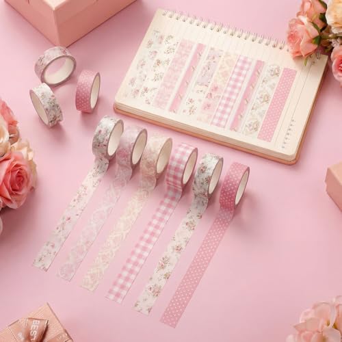 Gueevin 24 Rolls Floral Washi Tapes Set Scrapbook Supplies, Roses and Lace - style: Roses and Lace