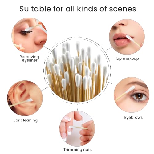 1000Pcs Long Wooden Cotton Swabs Lint Free Tipped Applicators - color: White