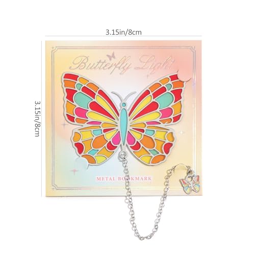 4PCS Stained Glass Style Butterfly Bookmarks, Aesthetic Colorful Metal Book Mark with Chain, Vintage Page Markers for Book Lovers, Reading Women, Unique Butterflies Bookmark Gifts - style: 4Pcs Butterfly