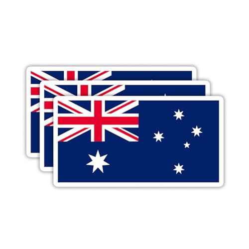 (3PCS) Australia Flag stickers, Countries Flag Stickers - Waterproof Vinyl Decals For Laptops, Tumblers, Water Bottles, Books, Scrapbooks, Size 3 x 1.7 Inch - color: Australia