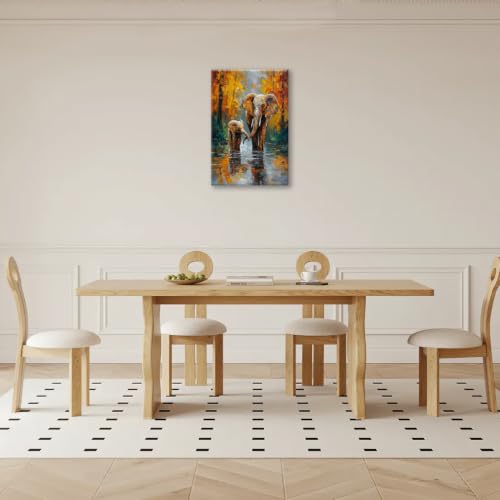 Elephant Wall Art Forest Canvas Wall Decor Pictures Paintings Prints Artwork Framed Decorations For Bathroom Bedroom Living Room Office Gifts 16" x 24" - color: Elephant, size: 24"L x 16"W