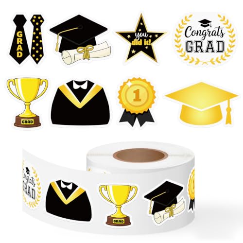 Graduation Stickers Roll Cartoon Grad Cap Trophy Self Adhesive Decor Labels - style: Graduation Cup
