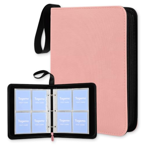 4 Pocket Card Binder,400 Capacity Trading Card Binder 4 Pocket, Refillable 3 Ring MTG Binder with Removable Pages,Waterproof Small Card Book Holder for Trading Cards,TCG&Sports Card Binder with Zipper - color: Pink, size: 4-Pocket