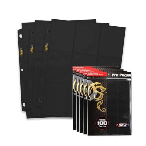 BCW Double-Sided 9-Pocket Pages Holder - 50 Black Pages | Trading Card Binder Sheets | Secure Side Loading | Ideal Card Storage and Display Solution - color: Black