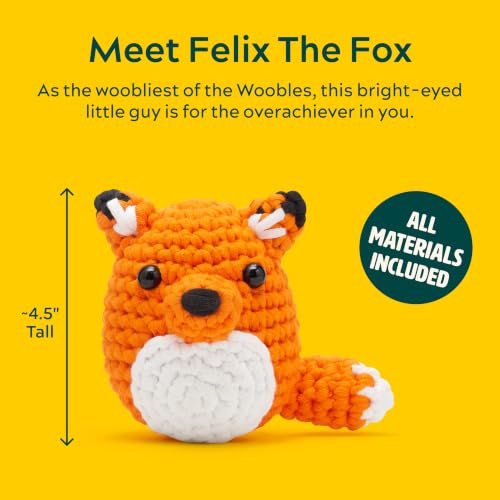 The Woobles Beginner Crochet Kit with Scissor - Felix the Fox - color: Felix The Fox, size: With Scissor Kit