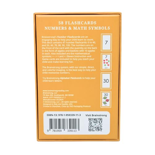 Number Flashcards | 54 Preschool & Kindergarten Counting Cards | Numbers & Math Symbols | Brainstrong Premium Flash Cards - style: Numbers
