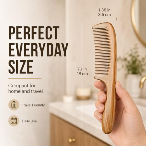 Melune Natural Ebony Wood Wide-Tooth Comb for Thick Curly Hair, 8.27 in (B0H1CBWWBH)
