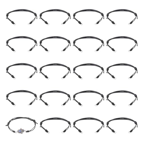 20Pcs Waxed Polyester Cord Bracelets Adjustable Braided Bracelets Handmade Friendship String Bracelets for DIY Women Jewelry Making Supplies (Black) - color: Black, size: 235mm