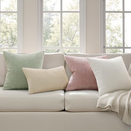 MIULEE Decorative Couch Throw Pillow Covers 18x18 Inch Neutral Cream 2 Pack - color: Cream, size: 18" x 18" (Pack of 2)