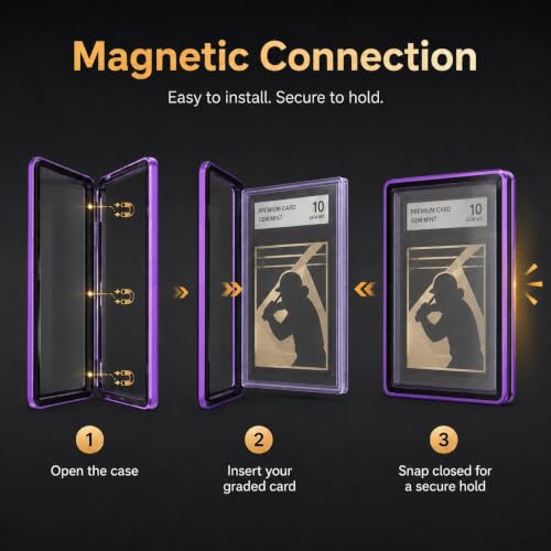 PSA Slab Case, Magnetic 9-Point Lock Display Protector,Purple - color: Purple