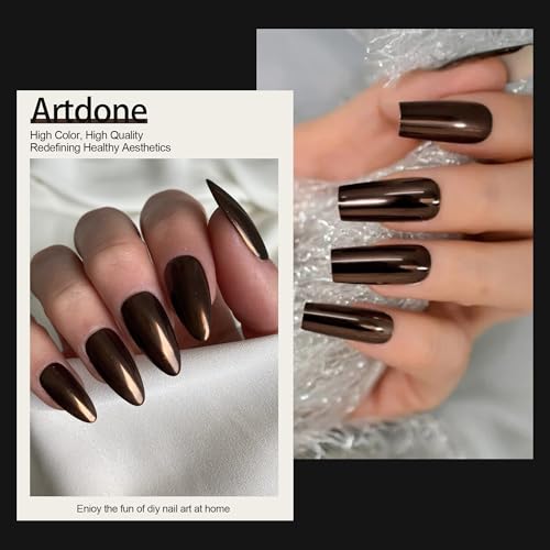 Artdone Chrome Nail Powder, Coffee Color Iridescent Aurora Powder Metallic Mirror Effect Pigment Pearlescent Mermaid Pigment Pearl Glitter Dust Kit, Nail Art Decoration, Resin Craft - color: 1 Jar - Coffee