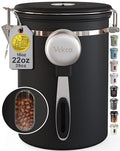 Veken Coffee Canister with Window, Airtight Stainless Steel Container, 22OZ - color: Black, size: 22 oz