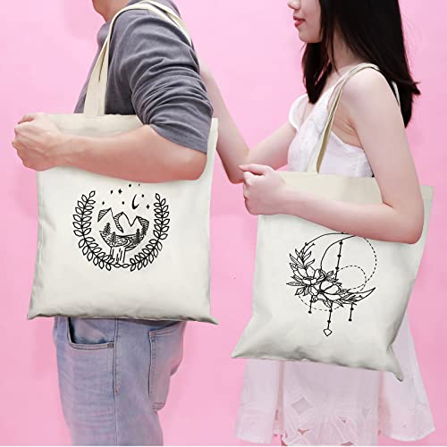 Reginary 4 Pack Canvas Tote Bag, Aesthetic Tote Bag for Women, Artistic - style: Artistic