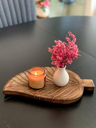 Decorative Tray Wooden Leaf Design Serving Tray Platter Breakfast Table Natural Finish Tray Kitchen Décor 12 X 8 x 1