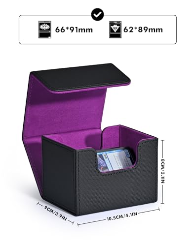 ZLCA MTG Deck Box Holds 120+ Single Sleeved Cards Commander Deck Box - color: Black&Purple, size: A-Horizontal