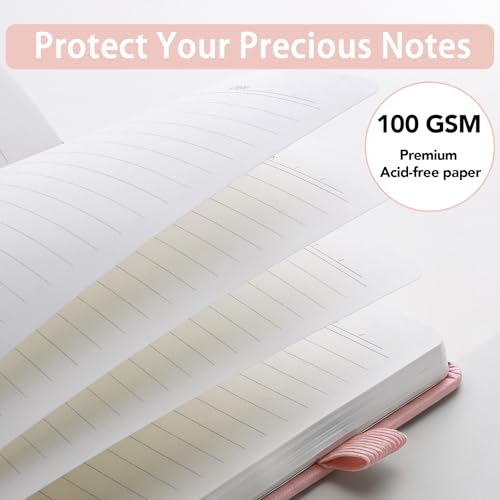 Thboxes 160 Pages A5 Lined Journal Notebook, Hardcover Writing Pad, Pink - color: Pink