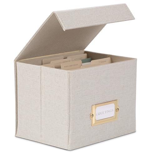 Beautiful Greeting Card Organizer Box With Dividers Holds Up to 300 Cards - color: Ivory