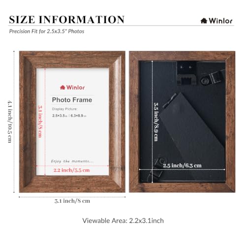 2.5x3.5 Mini Picture Frames Set of 6, Small Polaroid Photo Frame with HD Glass, FSC Certified Eco MDF Wood, Tabletop Desk & Wall Display for Instax Film, Baby Nursery Decor, Wallet Size, Coffee - color: Glass-Coffee
