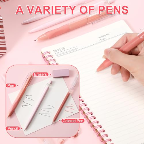 Eersida 74 Pcs School Supplies Set with Pencil Pouch, Pink, Cute Style - color: Pink, style: Cute Style